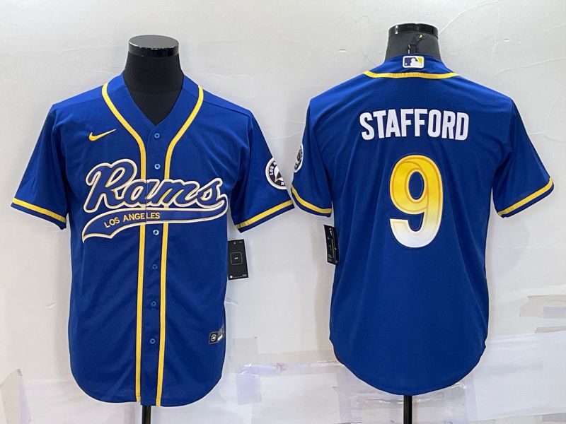 Men Los Angeles Rams #9 Stafford Blue 2022 Nike Co branded NFL Jerseys